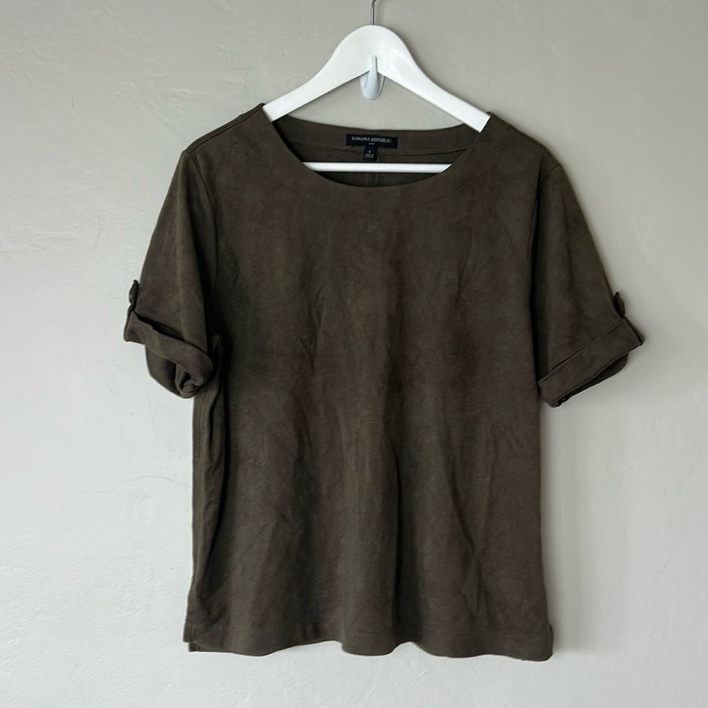 Banana Republic Factory Vegan Suede Short Sleeve Top